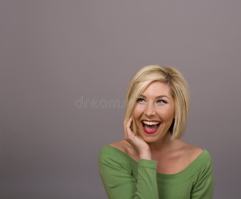 Blonde Laughing Looking Up