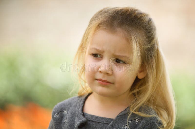 Blonde Little Girl In a Gray Sweater