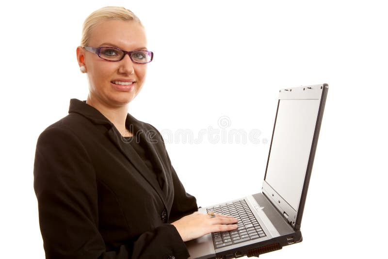 Blonde Secretary With Laptop Stock Image Image Of Secretary