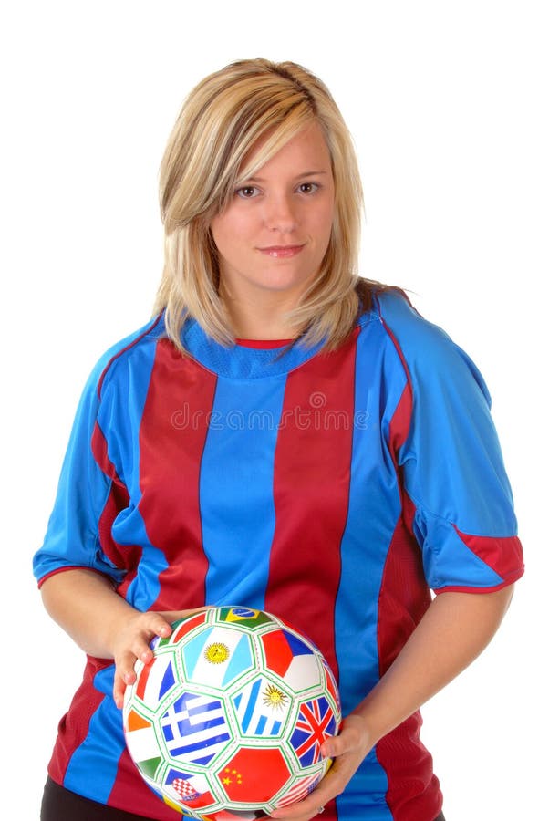 Attractive Young Woman Soccer Player, Isolated. Attractive Young Woman Soccer Player, Isolated