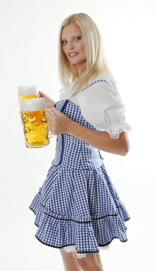 Blonde Waitress Holding Oktoberfest Beer Stock Photo Image of oktoberfest, girl 15916304