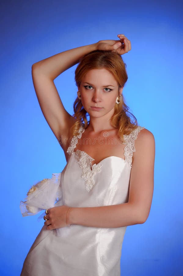 Blonde in White Wedding Dress Stock Image Image of dress, elegance 79967309