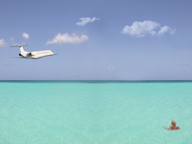 Blonde woman in the sea