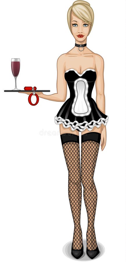 Blondynka potulna z tacą i kajdankami ilustracja wektor Blondynka potulna z tacą i kajdankami ilustracja wektor