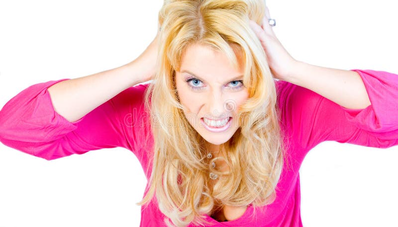 blondynkę w histerię portret długi studio obrazy royalty free blondynkę w histerię portret długi studio obrazy royalty free