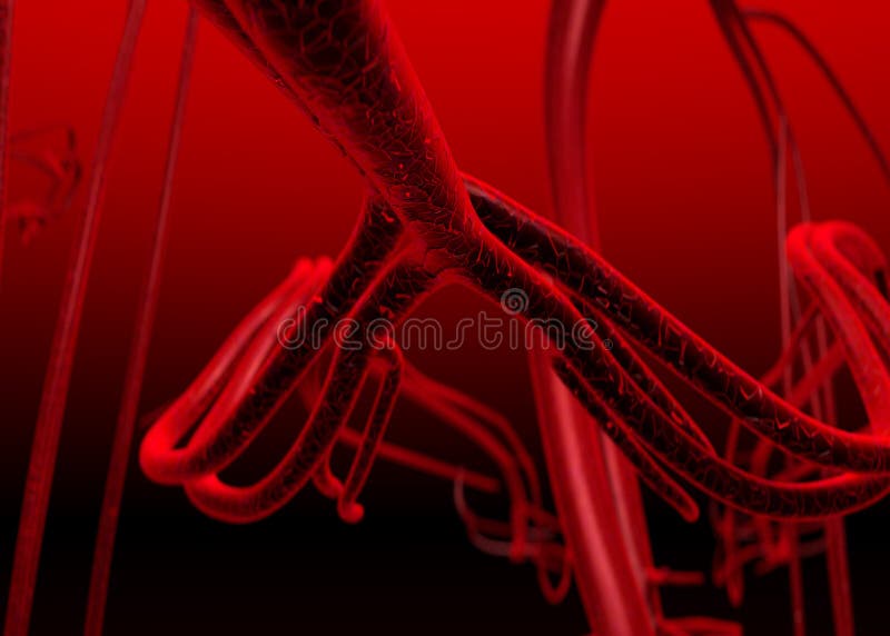 Rendering 3D di sangue nelle arterie.