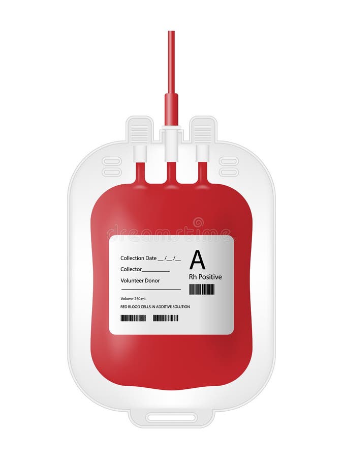 Blood Bag Isolated On White Background, Blood Donation Concept, Vector