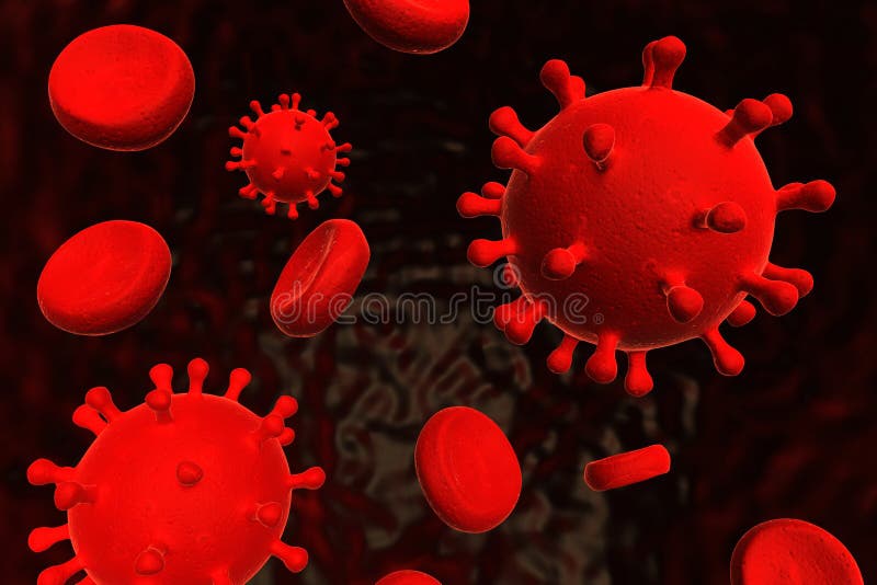 Blood cells and virus