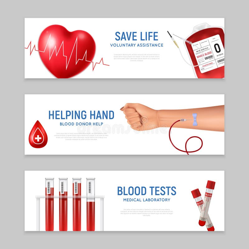 Blood Donor Horizontal Banners Stock Vector Illustration of donor