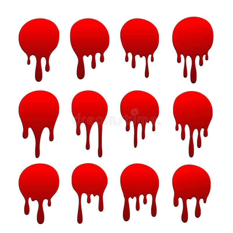 Blood Drip Set. Drop Blood Isloated White Background. Happy Halloween ...