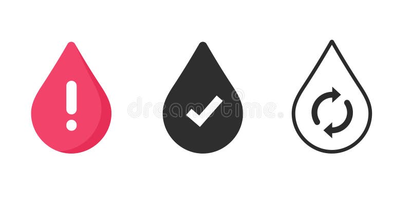Blood drop health under risk warning alert icon vector graphic, line stroke outline water test check up normal and circulated vector illustration