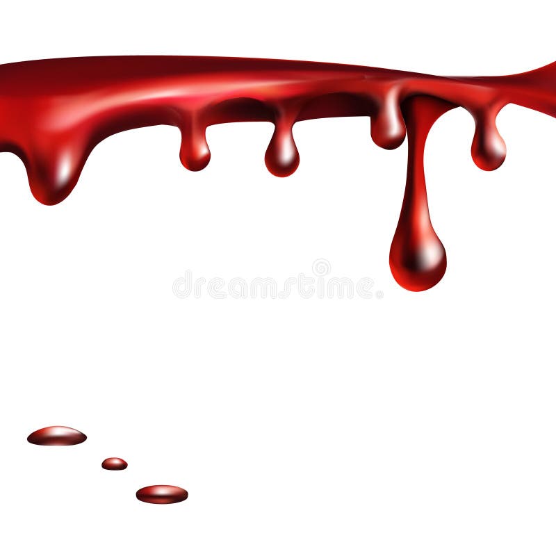 Blood Flowing, in Motion Blood Trickling Down Isolated Vector Stock