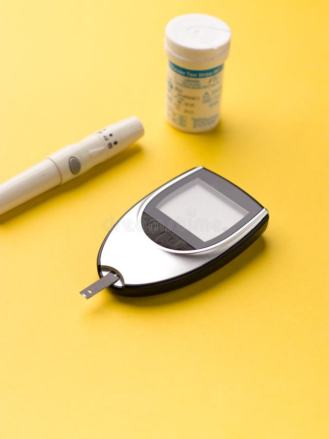 Blood Glucose Meter, the Blood Sugar Value is Measured on a Finger on