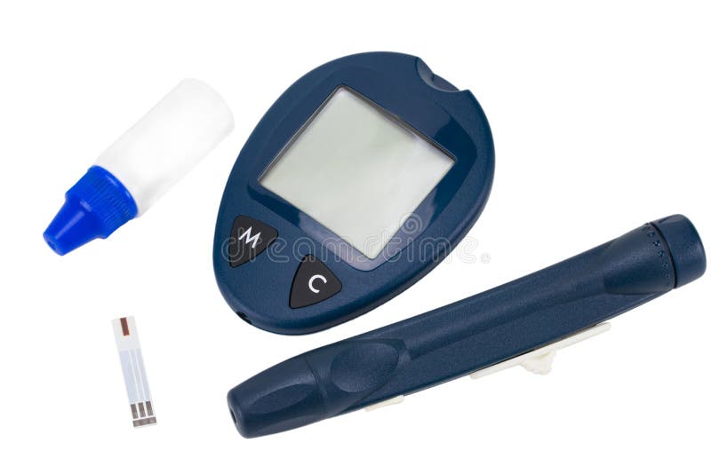 The blood glucose meter with test strips isolated on white background royalty free stock photography The blood glucose meter with test strips isolated on white background royalty free stock photography