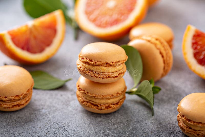 Blood orange macarons stock image. Image of horizontal 173913971