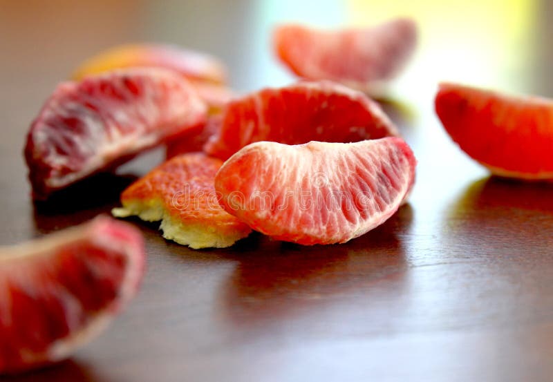 Blood orange wedges with the peel stock photography Blood orange wedges with the peel stock photography
