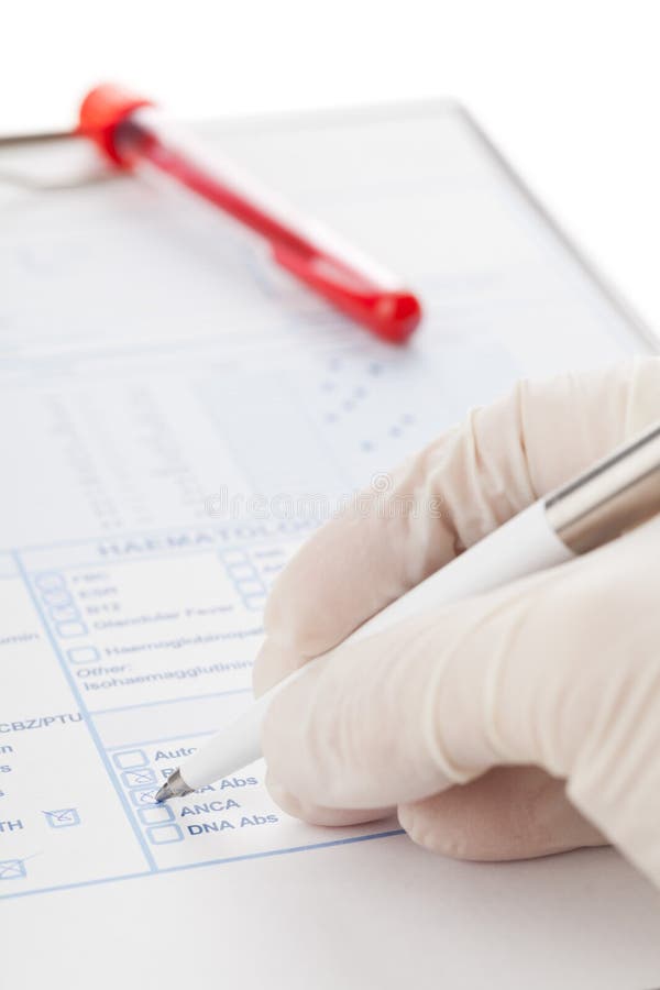 Blood sample form stock photo. Image of doctor, background 37620396
