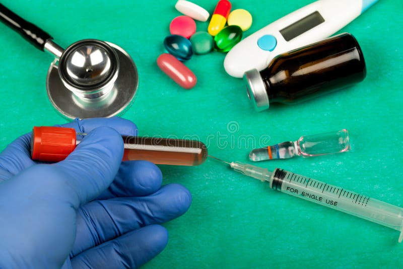 Blood samples stock photo. Image of glove, medical, biotechnology