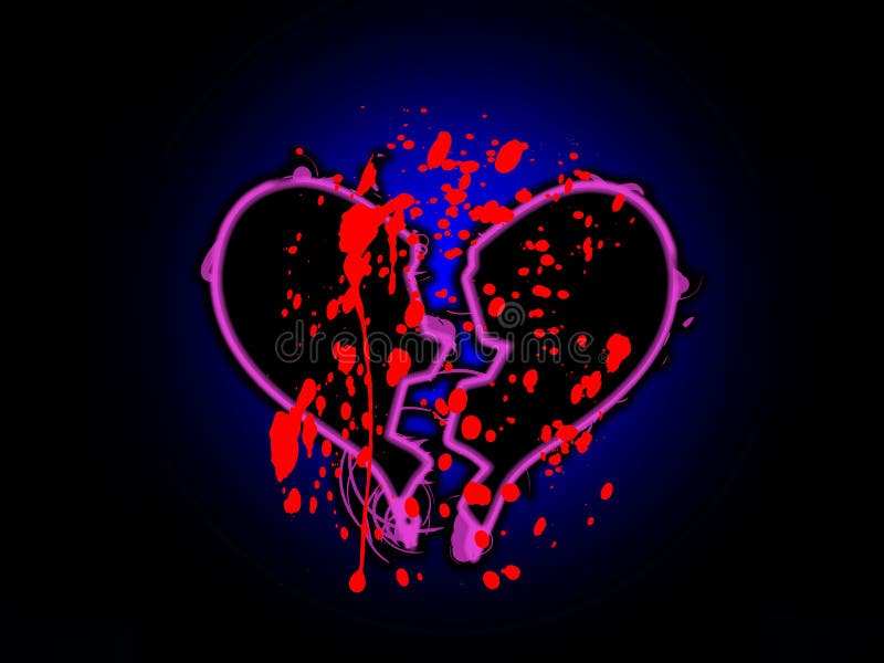 Blood Stained Broken Heart stock illustration. Illustration of broken