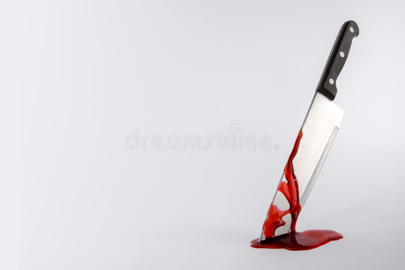Blood Stained Kitchen Knife with Copy Space Stock Image Image of