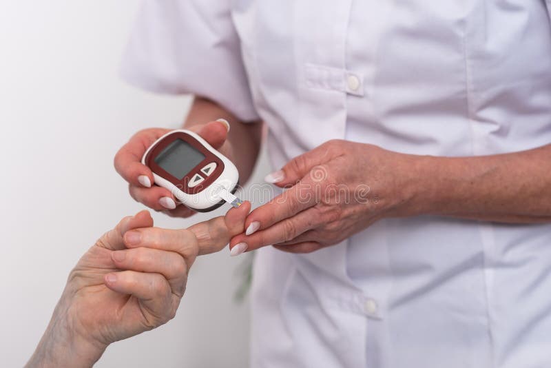 Blood Sugar Level Checking. Panoramic Banner Stock Photo Image of