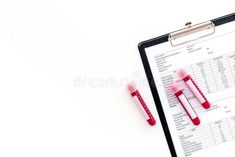 Blood Test Results on White Background Top View Copy Space Stock Photo ...