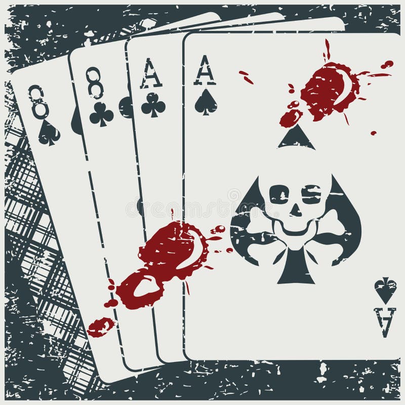 Bloody Deadman Hand Playing Cards in Retro Stock Vector - Illustration ...