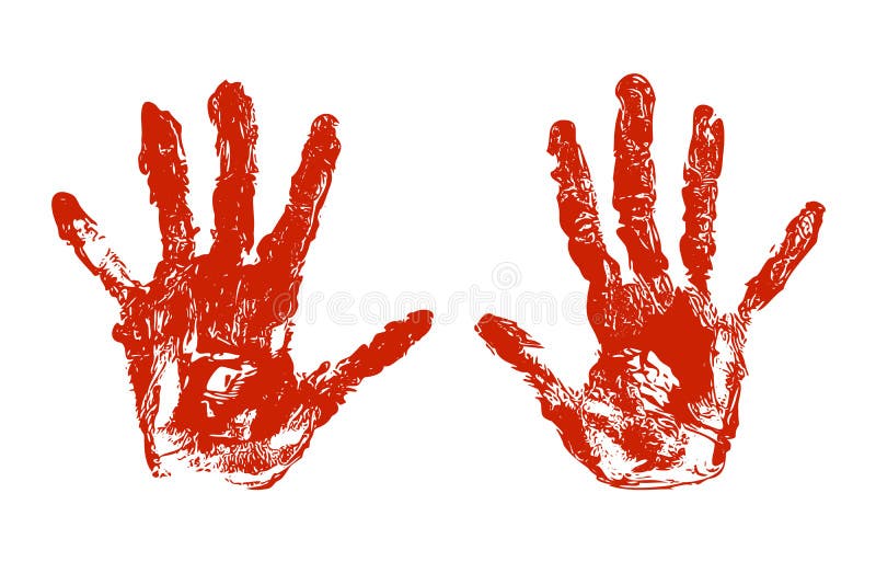 Bloody Handprint. Palm Imprint. Decoration for Halloween, Scary Stamp