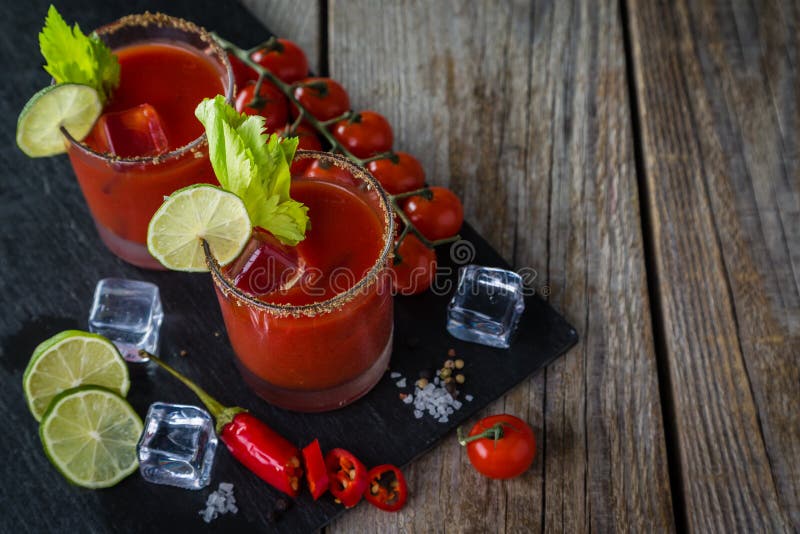 Bloody Mary Cocktail and Ingredients Stock Photo Image of glass