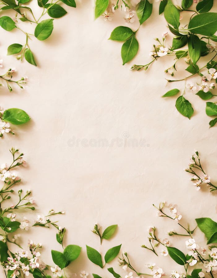 Blooming apple tree branches framing a soft green background vector illustration
