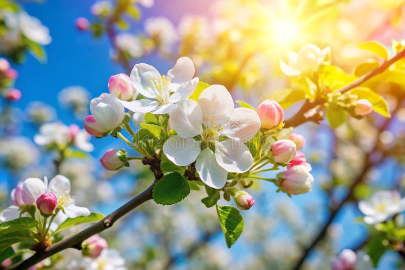 Blooming Apple Tree Twig in Springtime royalty free illustration