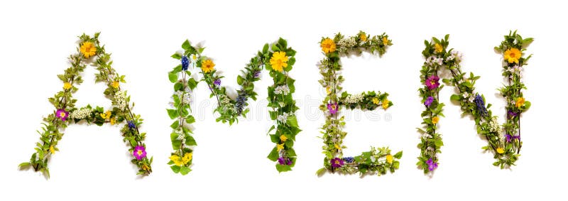 Blooming Flower Letters Building English Word Amen Stock Illustration Blooming Flower Letters Building English Word Amen Stock Illustration