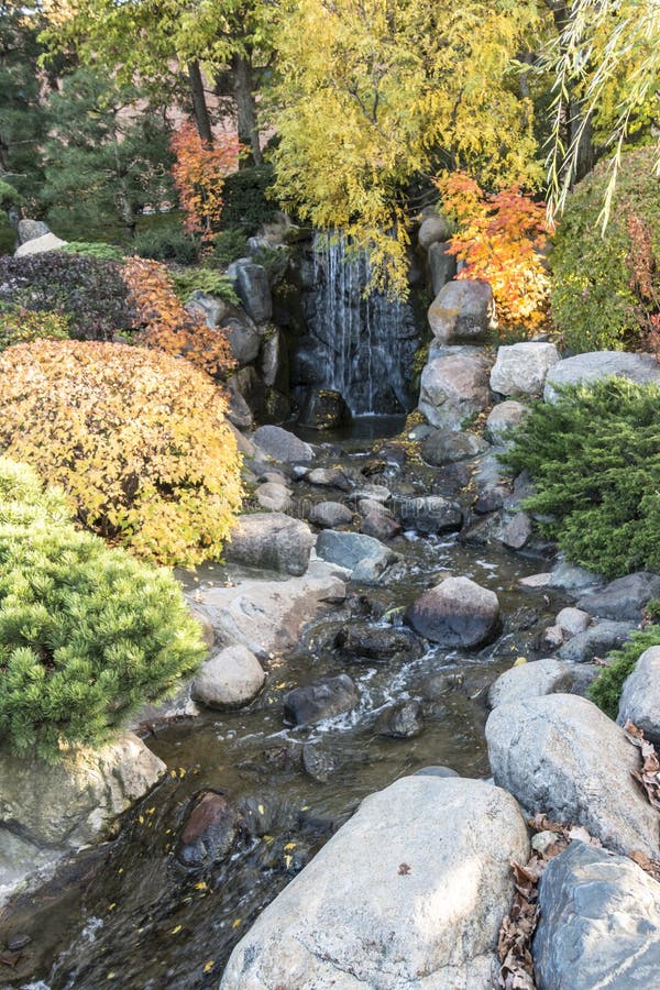 Japanese Garden waterfall in Autumn royalty free stock image Japanese Garden waterfall in Autumn royalty free stock image