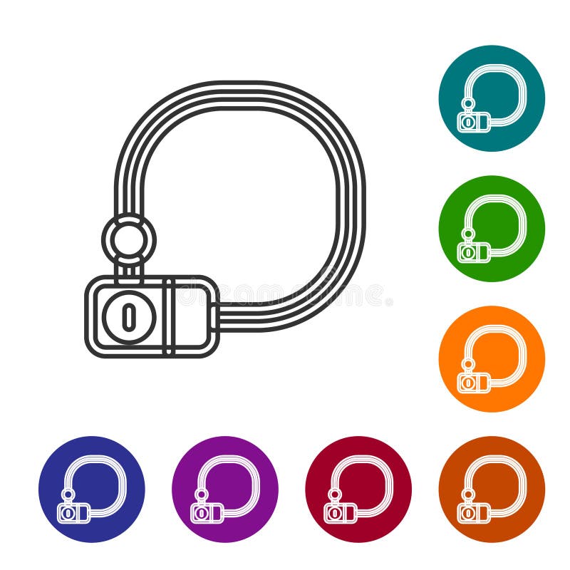Bloqueo de la bicicleta de línea negra en forma de icono industrial aislado en fondo blanco. establecer iconos en los botones de c ilustración del vector