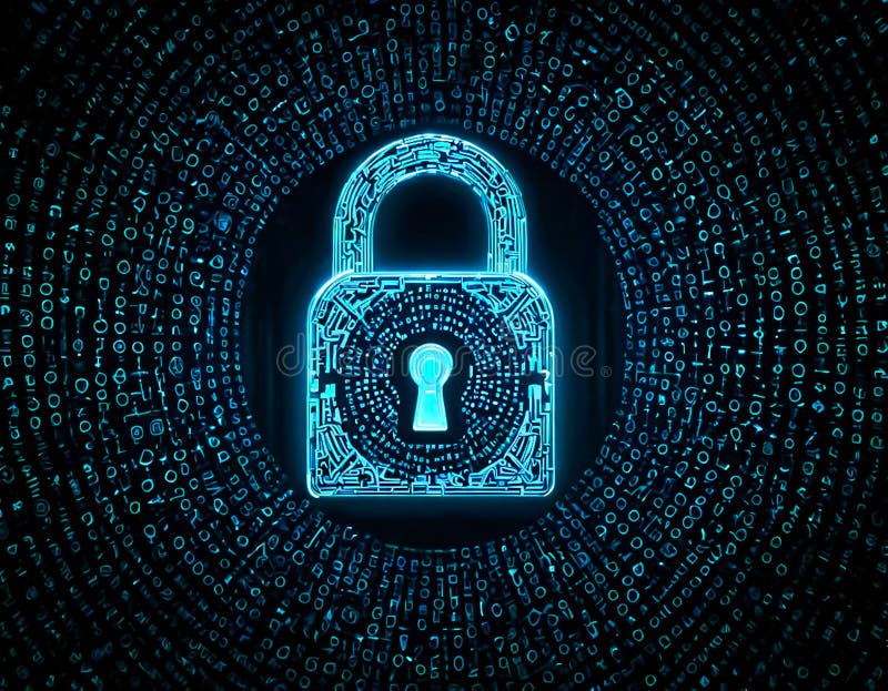 Bloqueo digital futurista que simboliza la seguridad cibernética y la protección de datos fotografía de archivo libre de regalías