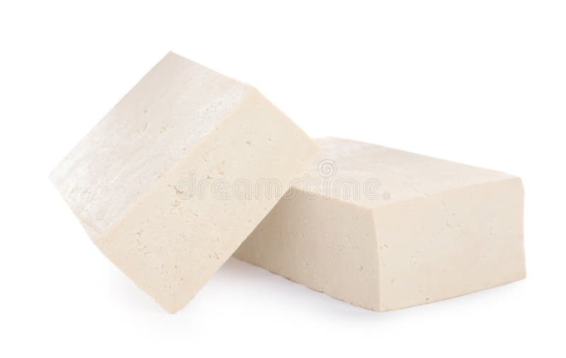 Bloques De Tofu Crudo Sobre Fondo Blanco Imagen de archivo - Imagen de
