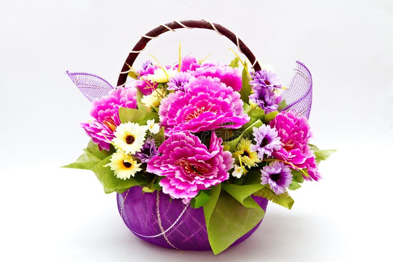 Blossom in basket stock photos