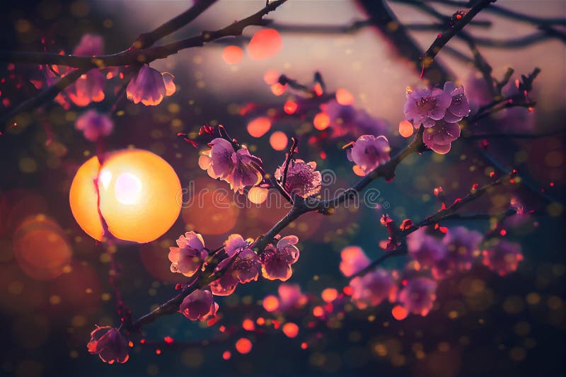 Blossoming cherry sakura tree vector illustration