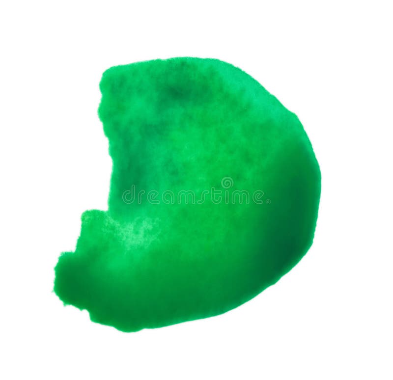Blot of Green Watercolor Paint Isolated on White, Top View Stock Image