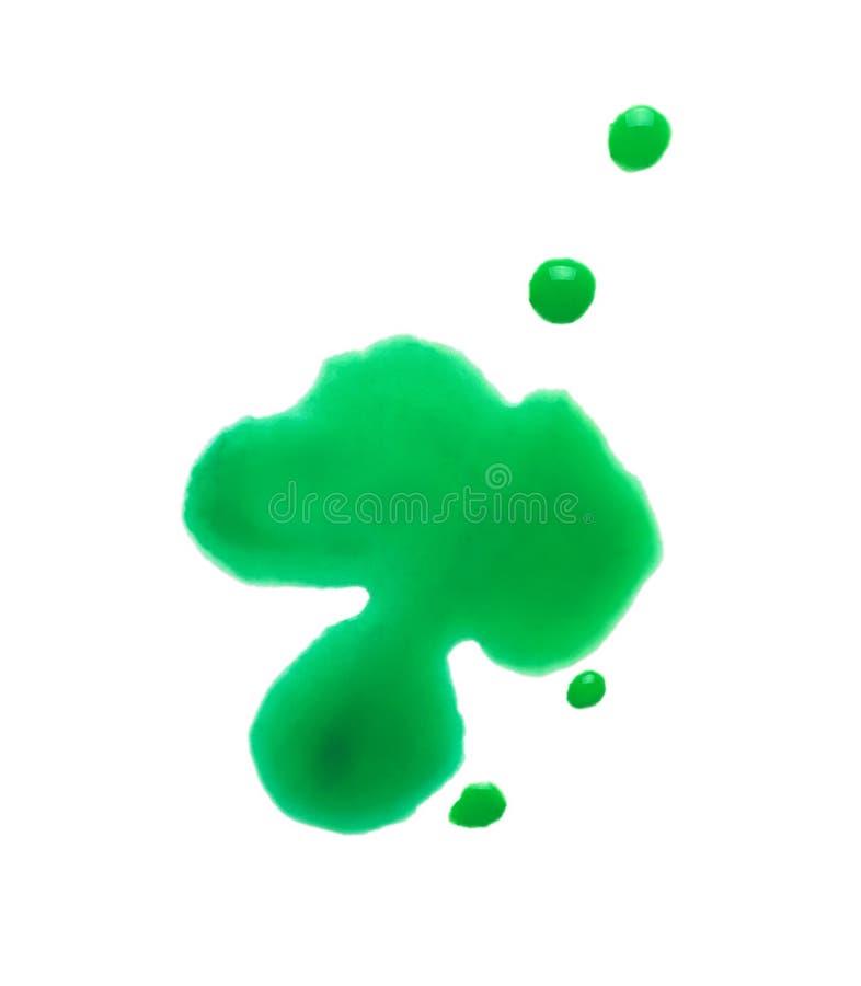 Blot of Green Watercolor Paint Isolated on White, Top View Stock Image