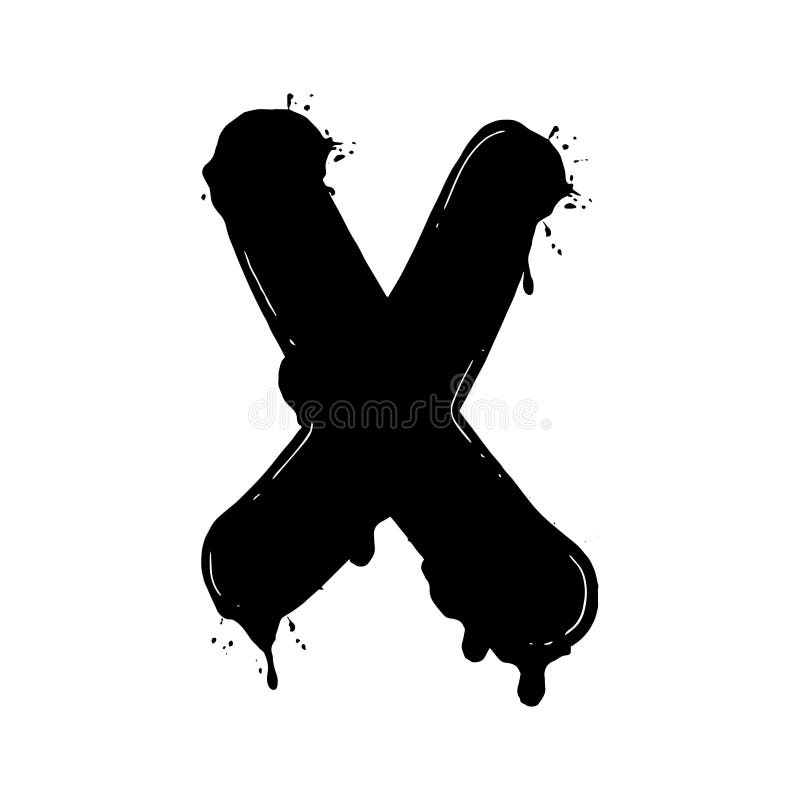 Blot Letter X Black And White Vector Illustration Stock Vector