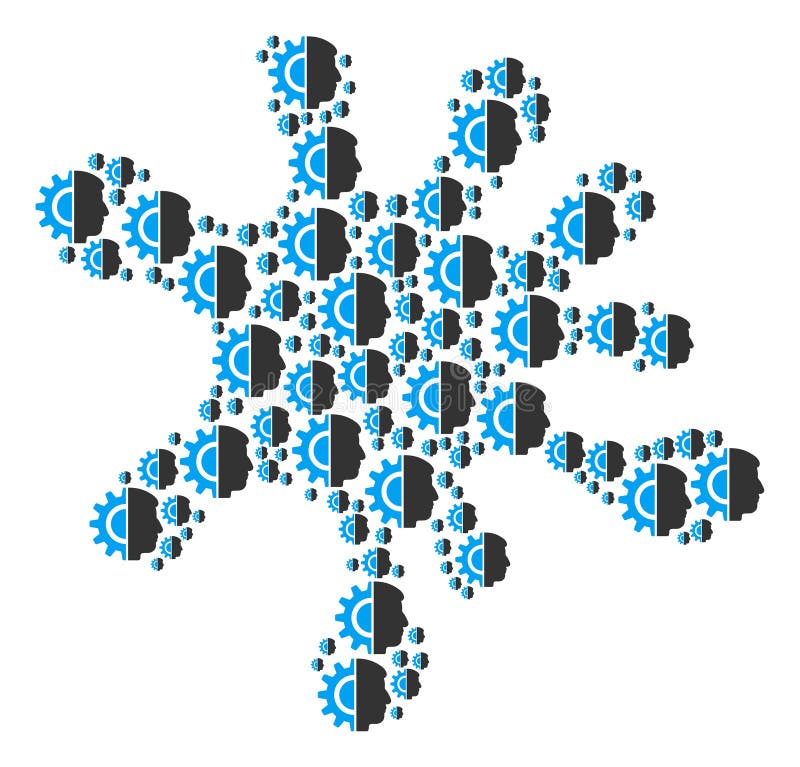 Blot composition made from android robotics icons in various sizes. Abstract vector splatter representaion. Android robotics icons are arranged into drip shape. Robotics icons vectors