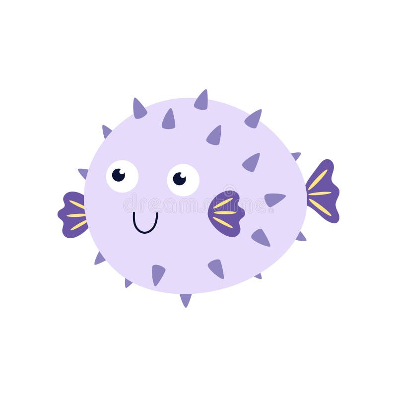 Blow Fish Cartoon Character Isolated on White Stock Vector