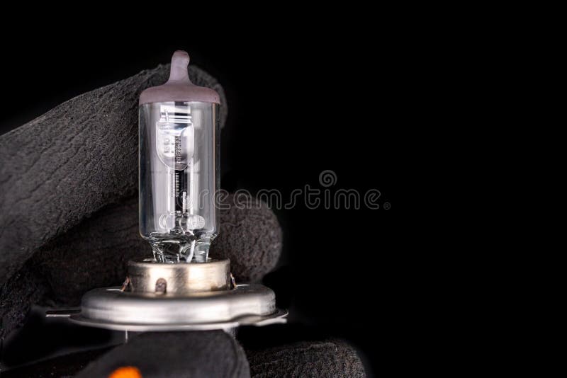 Blown Car Bulbs on a Dark Table. Spare Parts for Passenger Cars Stock Photo Image of