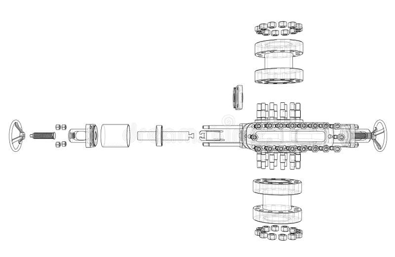 Blowout preventer. Vector rendering of 3d vector illustration Blowout preventer. Vector rendering of 3d vector illustration