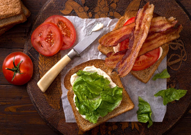 BLT-Sandwich (Bacon, Sla, en Tomaat) stock foto's BLT-Sandwich (Bacon, Sla, en Tomaat) stock foto's
