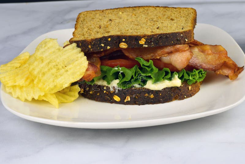 Blt Sandwich with Potato Chips on the Side Stock Image Image of meal