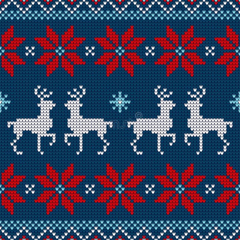 Blu bianco rosso della stella di Natale e della renna tricottato modello senza cuciture royalty illustrazione gratis Blu bianco rosso della stella di Natale e della renna tricottato modello senza cuciture royalty illustrazione gratis