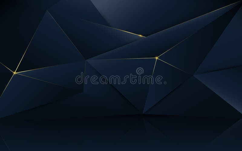 Blu scuro di lusso del modello poligonale astratto con oro