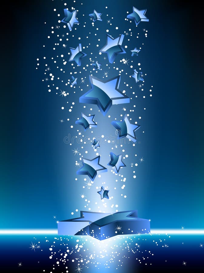 Blue 3D Stars Background.